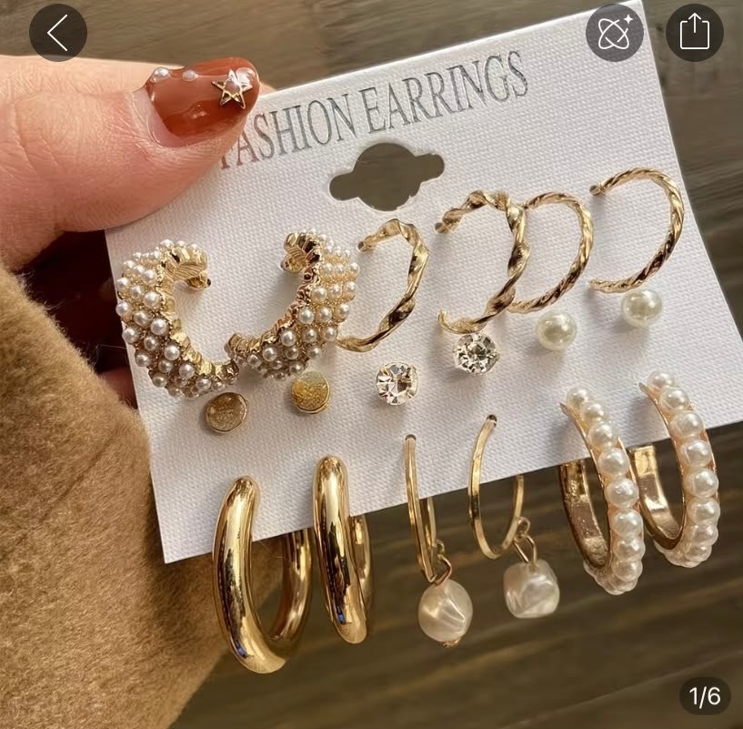 6 pair fashion earring set