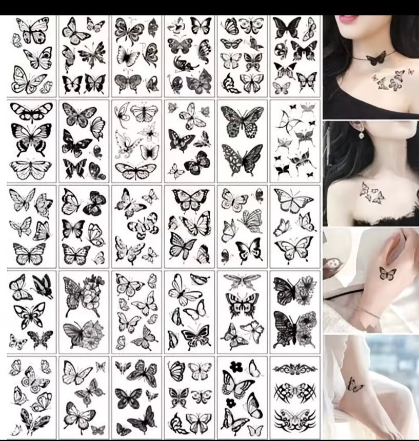 Butterfly temporary tattoo stickers