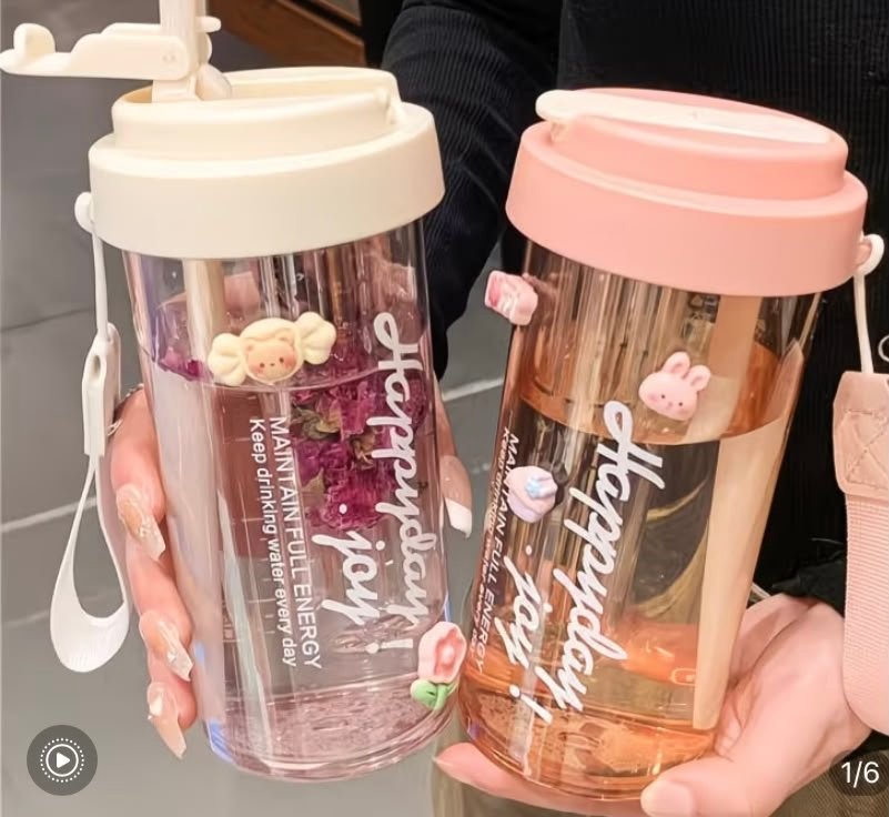Cute straw Tumble water bottle