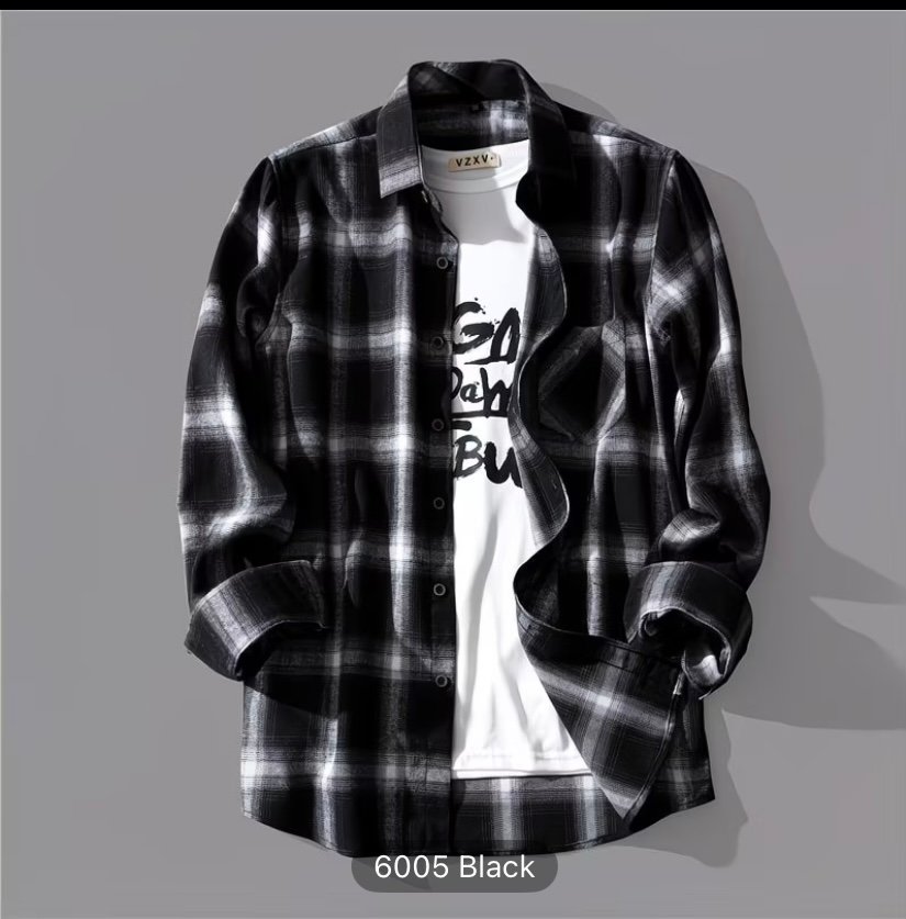 Black and white plaid shirt for men