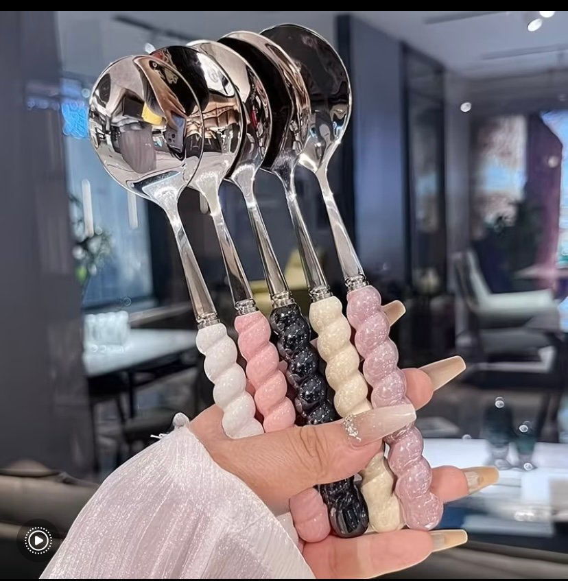 Pearl finish stainless steel spoons
