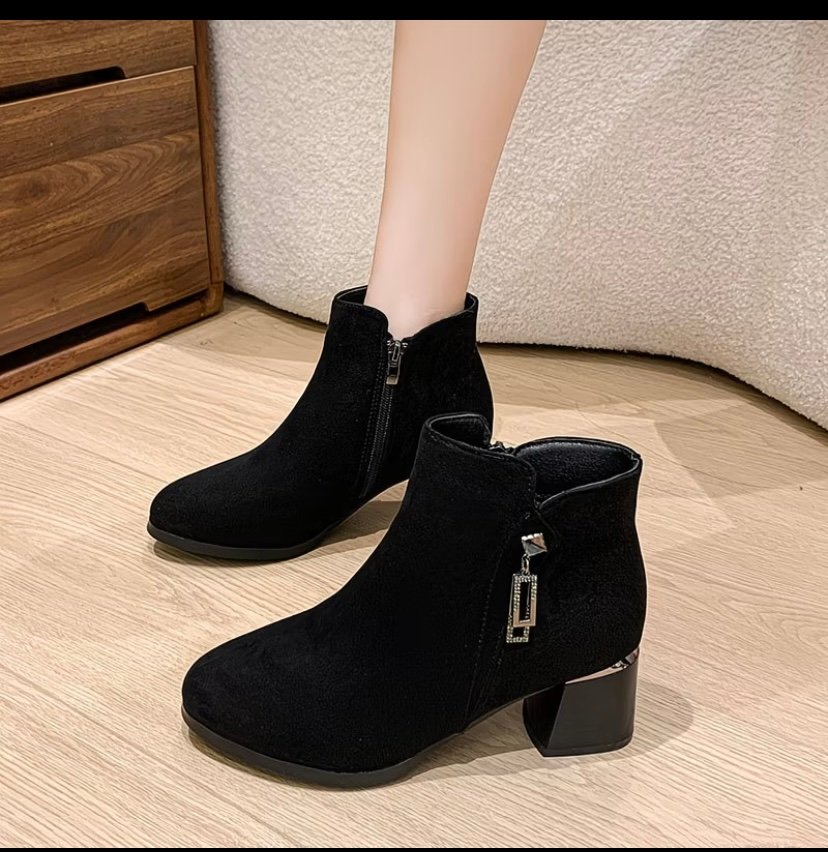 Suede slim fit ankle boots for women