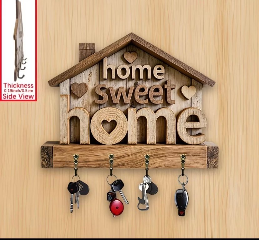 Home flat wooden key door hanger , well mounted entry