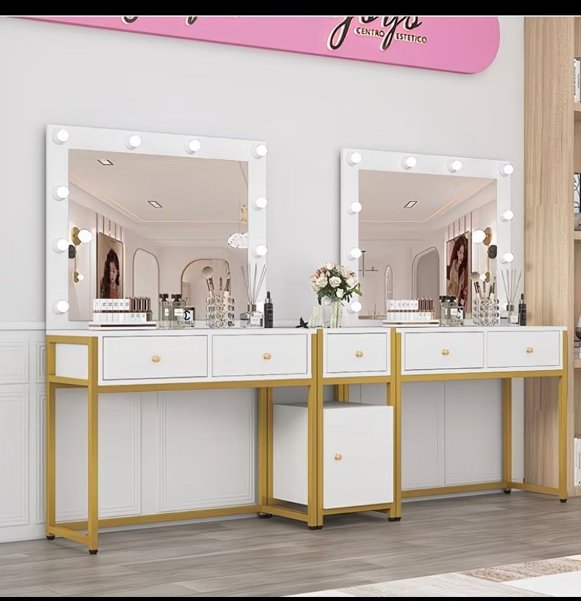 Trendy luxury studio vanity table with lights