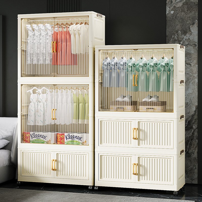 Foldable Wardrobe Closet - No Assembly Multi-Layer Clothes Storage Cabinet