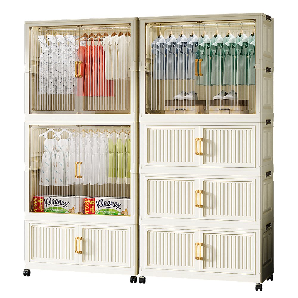 Foldable Wardrobe Closet - No Assembly Multi-Layer Clothes Storage Cabinet