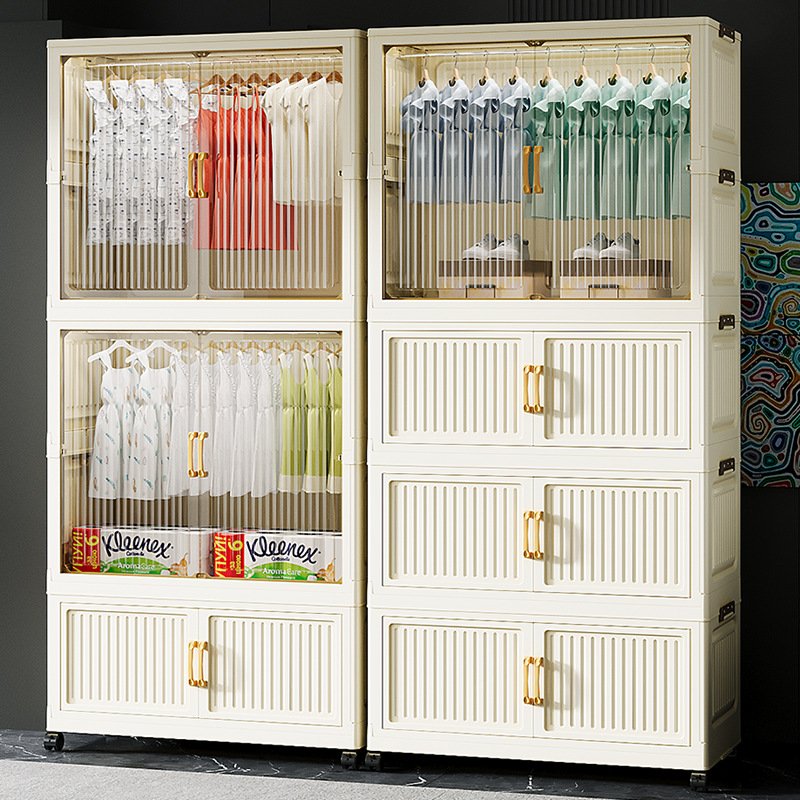 Foldable Wardrobe Closet - No Assembly Multi-Layer Clothes Storage Cabinet