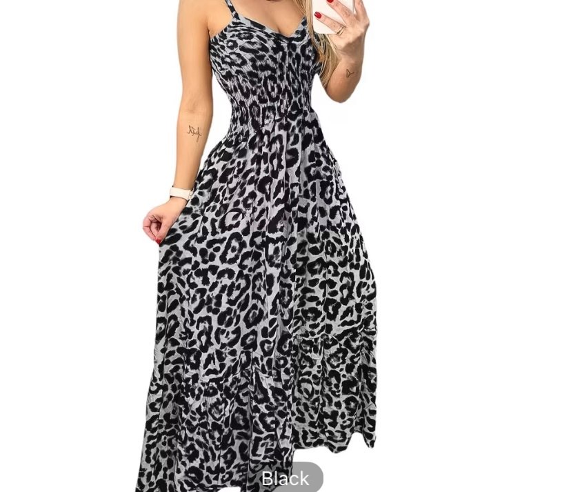 Leopard print spaghetti strap dress