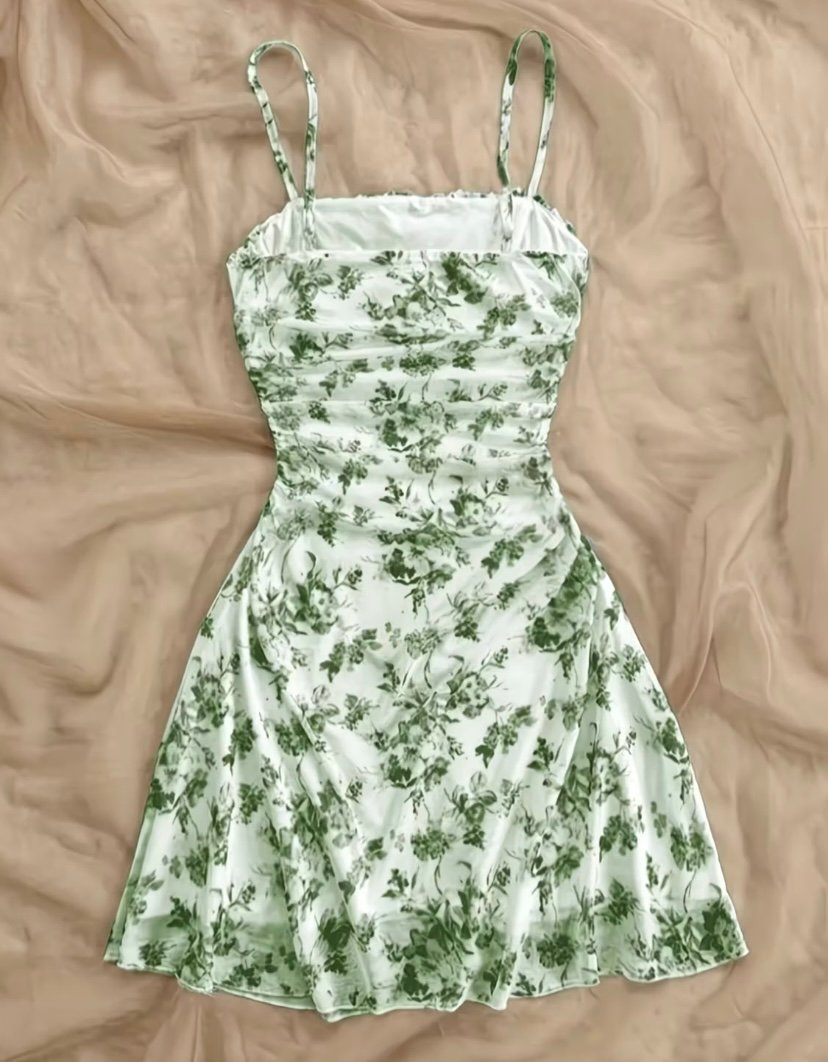 Girls spaghetti strap dress floral print