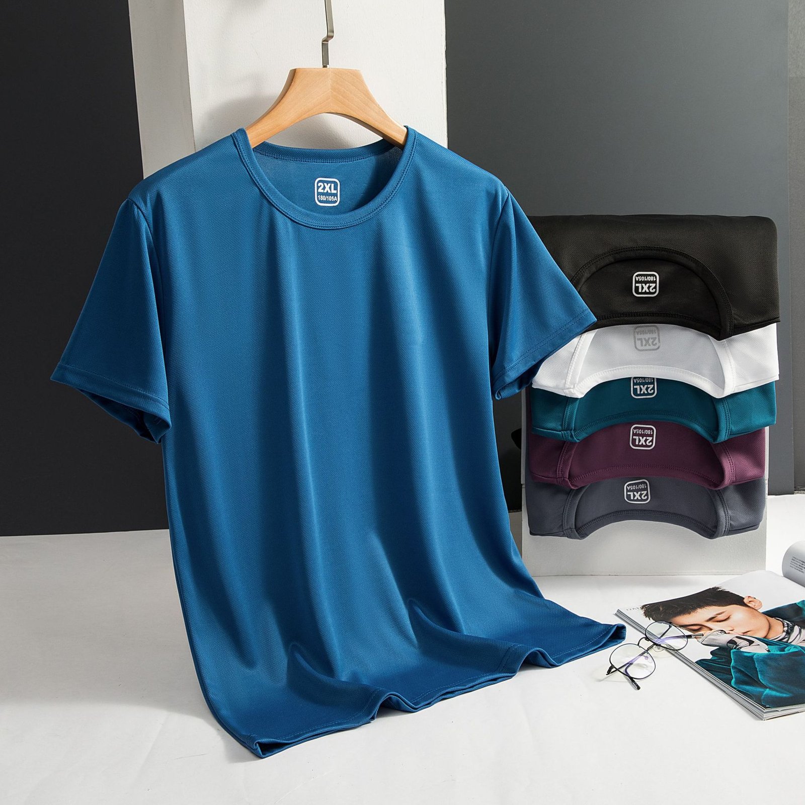 Men's Quick-Dry Ice Silk T-Shirt - Breathable Short Sleeve Round Neck Tee