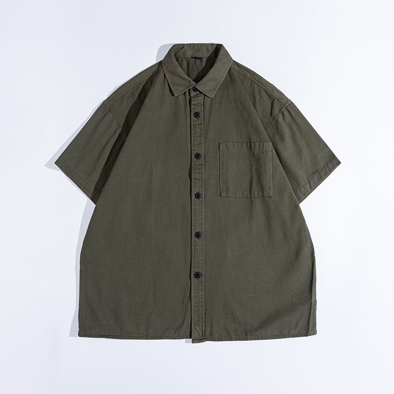 Men's Casual Short Sleeve Shirt - Lightweight Cotton Blend Button-Up