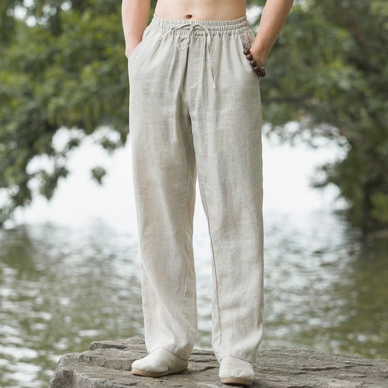 Men's Breathable Linen Blend Casual Trousers