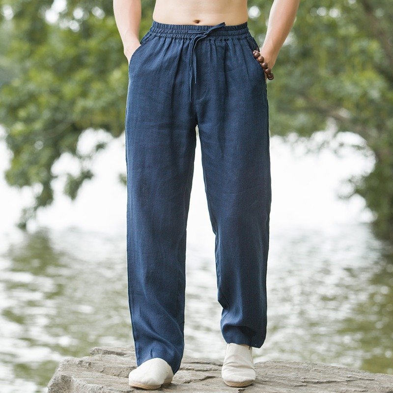 Men's Breathable Linen Blend Casual Trousers