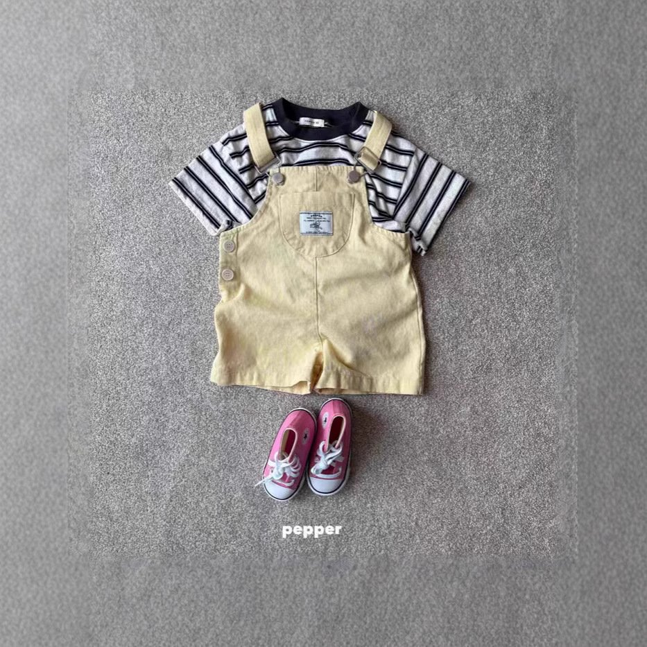 Baby Denim Look Overall Shorts Set