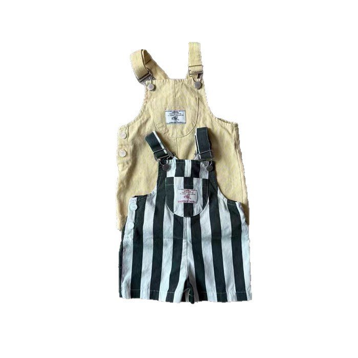 Baby Denim Look Overall Shorts Set