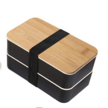 1200ml Wheat Straw Lunch Box - Double Layer, Microwave Safe