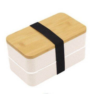 1200ml Wheat Straw Lunch Box - Double Layer, Microwave Safe