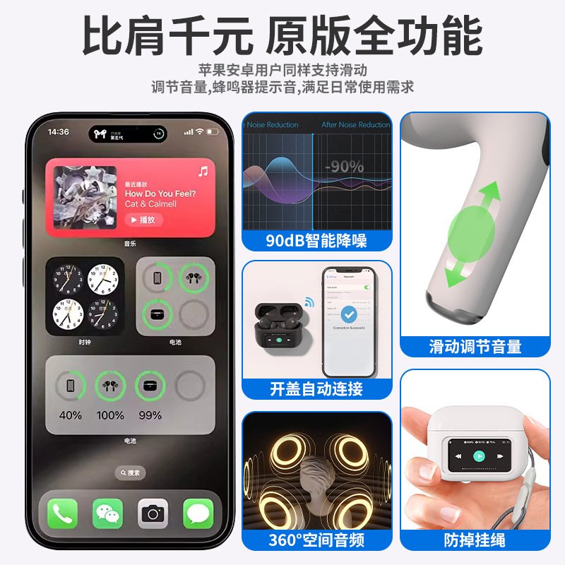 A9 Pro Wireless Earbuds with Smart Colour Display