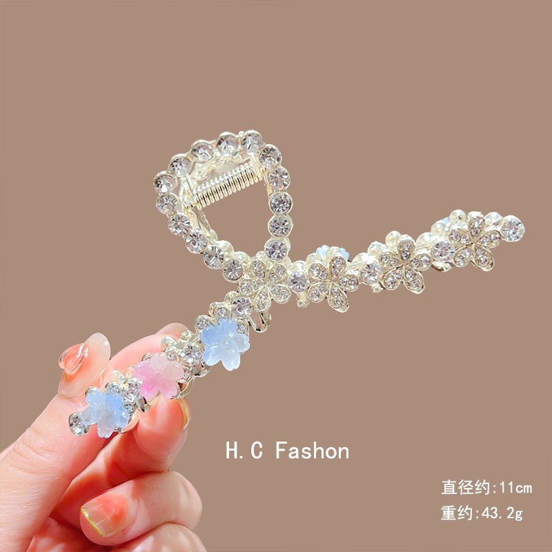 Elegant Flower Claw Clip - Pearl & Rhinestone Hair Clamp