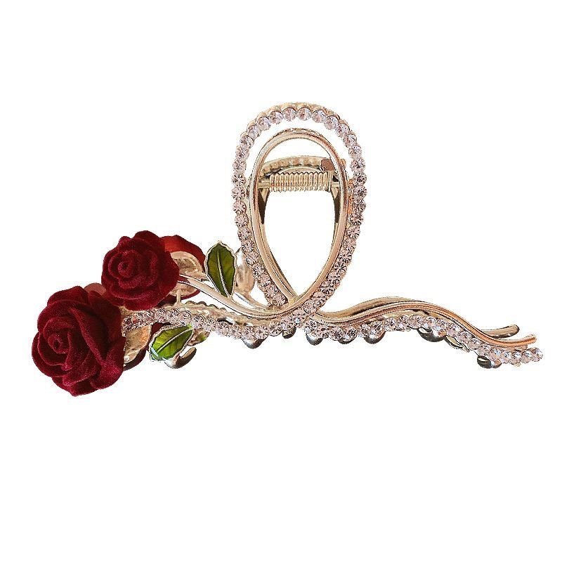 Elegant Flower Claw Clip - Pearl & Rhinestone Hair Clamp