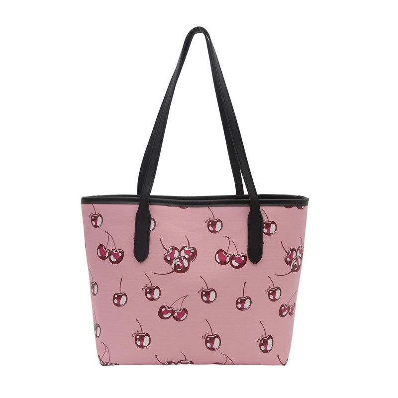 Cherry Print Tote Bag - Large Shoulder Handbag