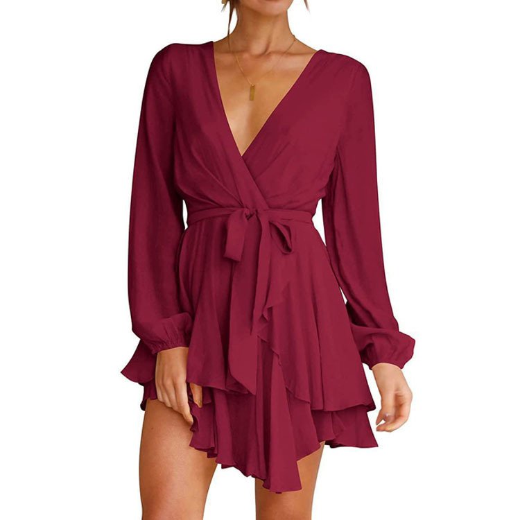 Women's V-Neck Casual Summer Dress - Short Sleeve