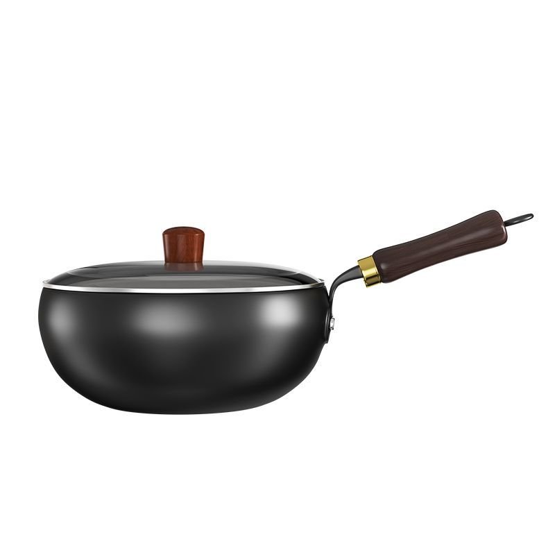 Pre-Seasoned Cast Iron Wok - Free Glass Lid & Spatula