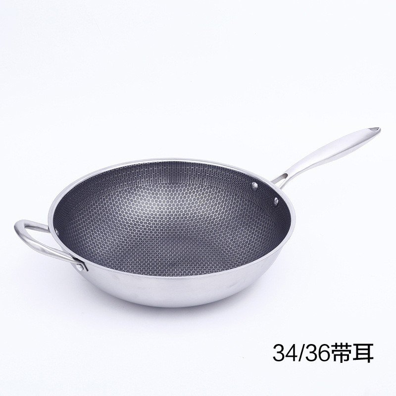 Honeycomb Stainless Steel Wok - Non-Stick, Less Oil