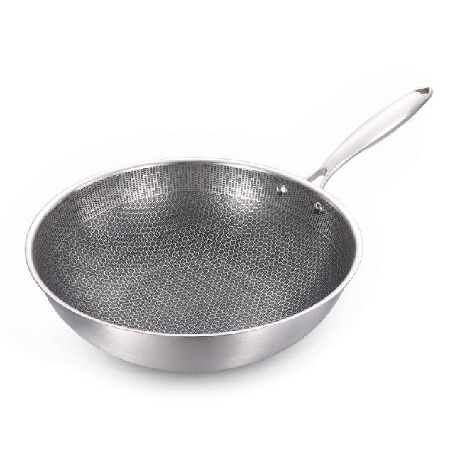 Honeycomb Stainless Steel Wok - Non-Stick, Less Oil