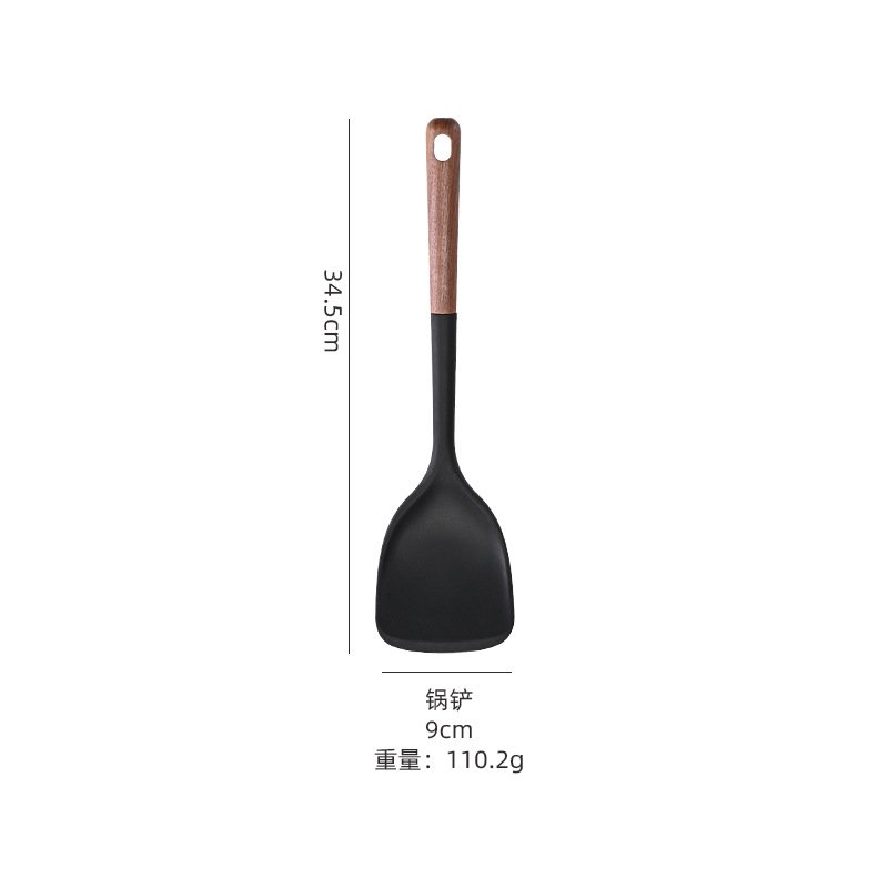 10-Piece Silicone Kitchen Utensil Set - Wooden Handles
