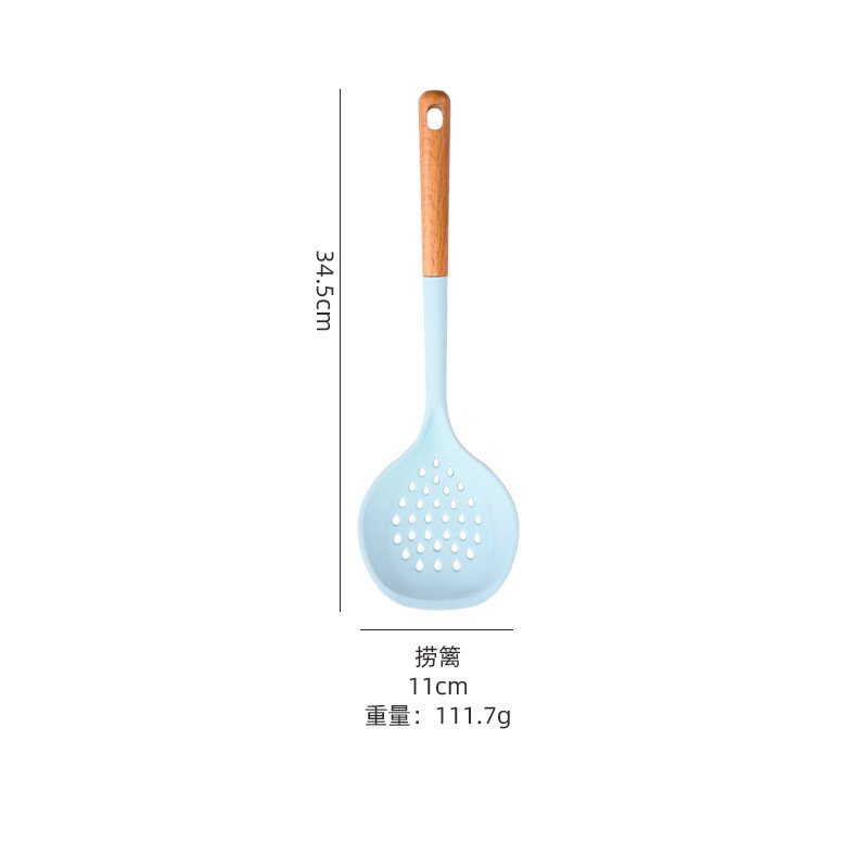 10-Piece Silicone Kitchen Utensil Set - Wooden Handles