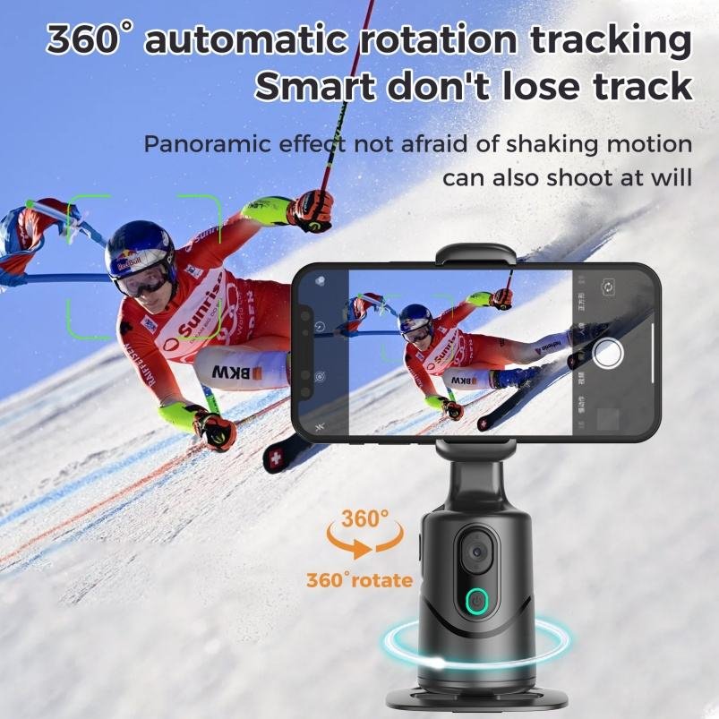 AI Auto Face-Tracking Phone Tripod - 360 Rotation Content Creator Mount