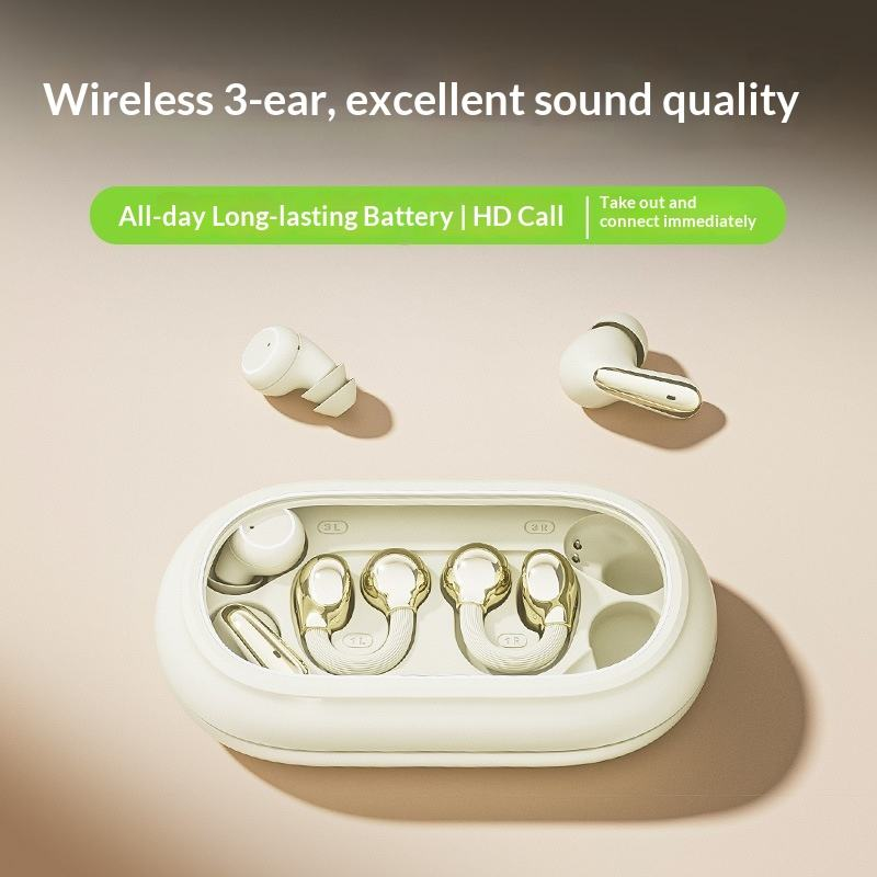 P47 Wireless Ear Clip Earbuds - 3 Pairs, IPX5 Waterproof Sports Set