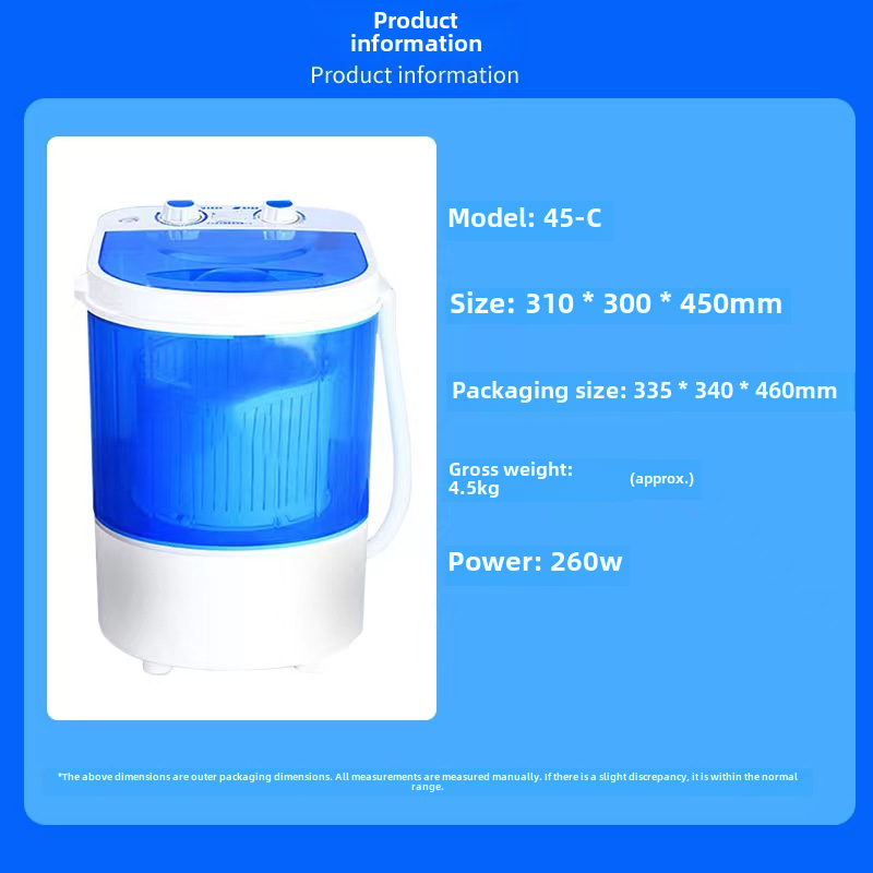 Mini Single-Bucket Washing Machine - Wash & Spin, Semi-Automatic