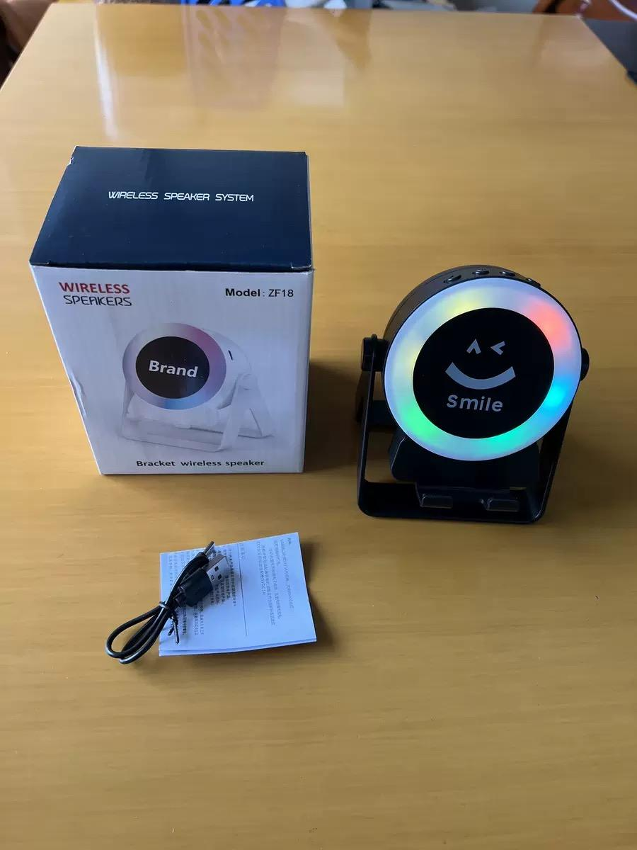ZF18 Bluetooth Speaker with 360-Degree Rotating RGB Light Phone Stand