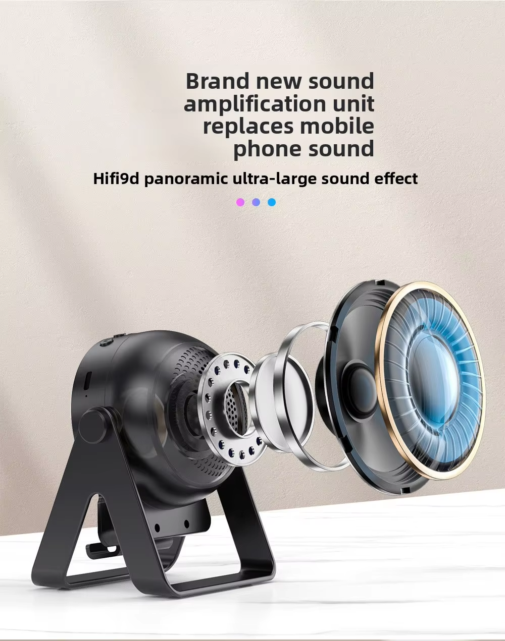 ZF18 Bluetooth Speaker with 360-Degree Rotating RGB Light Phone Stand