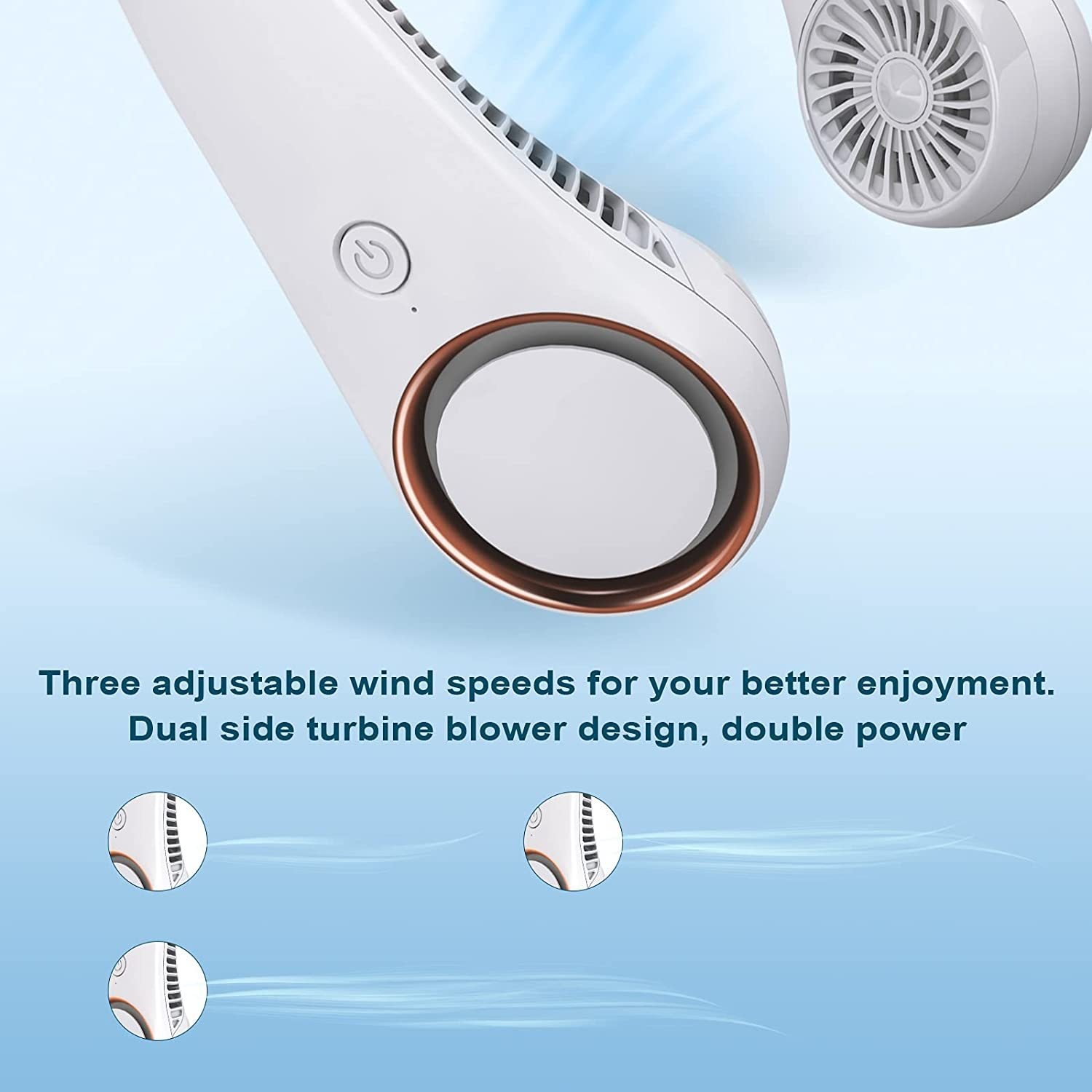 Bladeless Hanging Neck Fan 360 Degree - USB Rechargeable, Hands-Free