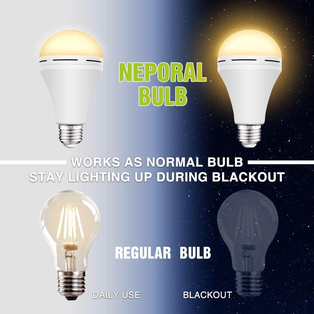 Rechargeable Emergency LED Bulb - Stays On During Power Cuts