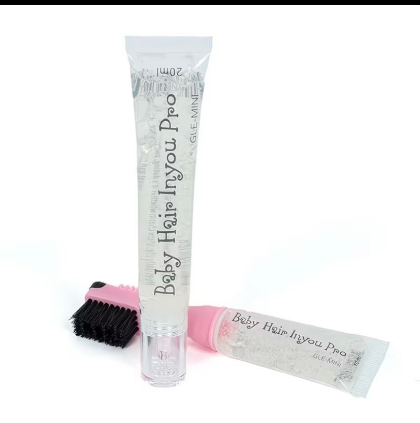 Baby Hair Edge Gel with Brush combo, Anti frizz styling Gel